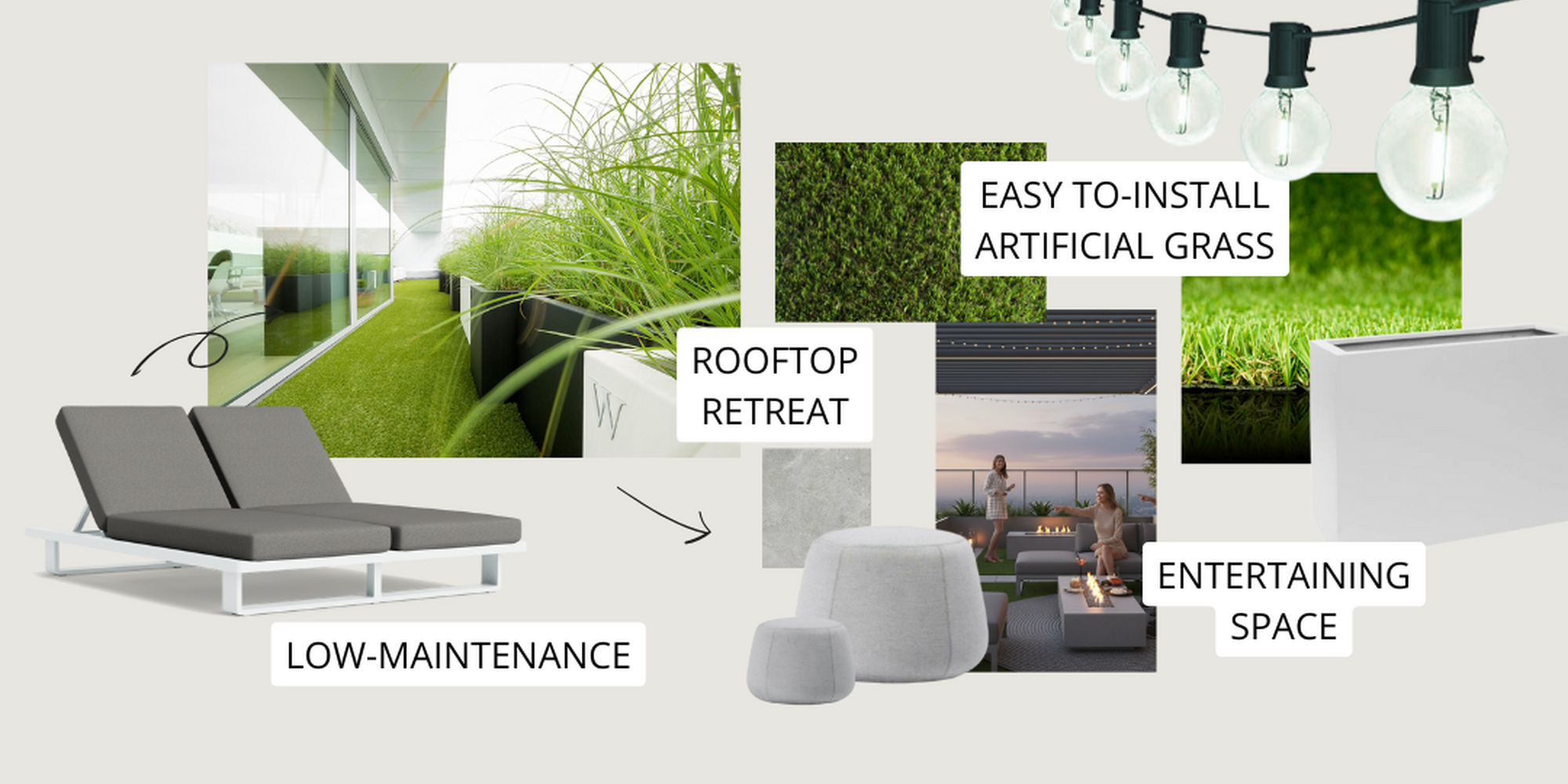 Terrace inspiration with premium artificial grass for your dream garden